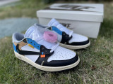 Authentic Travis Scott x OFF-WHITE x Air Jordan 1 Black/White/Blue