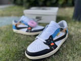 Authentic Travis Scott x OFF-WHITE x Air Jordan 1 Black/White/Blue