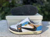 Authentic Travis Scott x OFF-WHITE x Air Jordan 1 Black/White/Blue