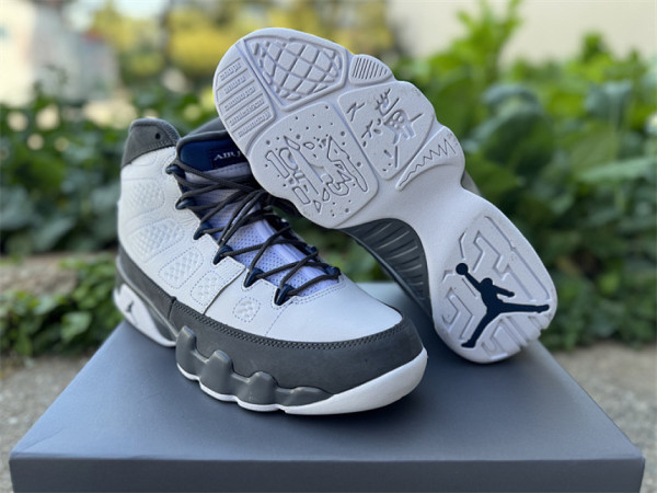 Authentic Air Jordan 9 “Flint Grey” White/French Blue-Flint Grey