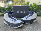 Authentic Air Jordan 9 “Flint Grey” White/French Blue-Flint Grey