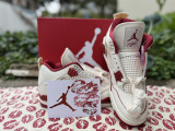 Authentic Air Jordan 4 Retro Valentine's Day White/Red