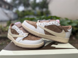 Authentic Travis Scott x Air Jordan 1 Low Brown/Pink