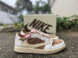 Authentic Travis Scott x Air Jordan 1 Low Brown/Pink