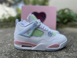 Authentic Air Jordan 4 Retro Valentine's Day White/Pink