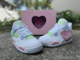 Authentic Air Jordan 4 Retro Valentine's Day White/Pink