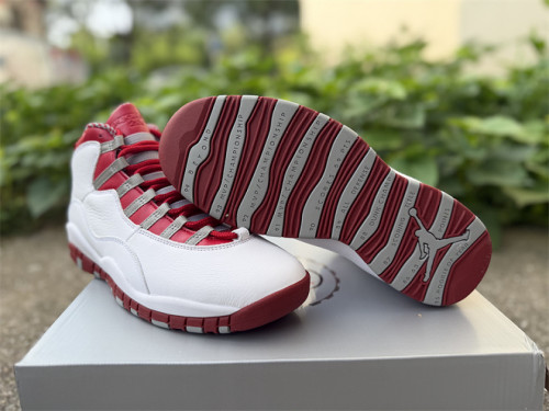 Authentic Air Jordan 10 Retro Steel OG White/Red