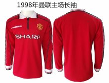 1998-1999 Manchester united home long sleeve 1:1 Quality Retro Soccer Jersey