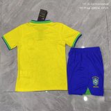 2022 Brazil Home Yellow Kids Soccer Jersey
