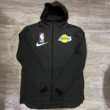 NBA Lakers' black gray warm-up training appearance hooded zipper jacket with chip 1:1 Quality