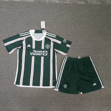23/24 Manchester United Away Green 1:1 Quality Kids Soccer Jersey