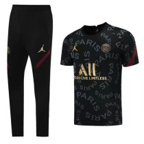 21/22 PSG Paris Jordan Black Short-sleeved Trouser Suit 1:1 Quality Soccer Jersey