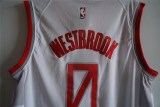 NBA New season rockets (new fabric printing) No.0 Westbrook White City Edition 1:1 Quality