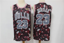 NBA Bulls No.23 black print swing tear tear limited edition retro Jersey 1:1 Quality
