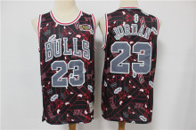 NBA Bulls No.23 black print swing tear tear limited edition retro Jersey 1:1 Quality