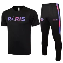 21/22 PSG Paris Black Short-sleeved Trouser Suit 1:1 Quality Soccer Jersey