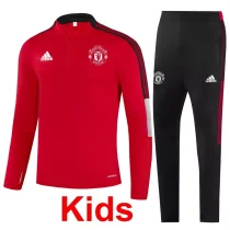 21/22 Manchester United Red Kids Half Pull Sweater Tracksuit (童装) 1:1 Quality Soccer Jersey