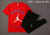 21/22 PSG Paris Jordan Red Short-sleeved Trouser Suit 1:1 Quality Soccer Jersey