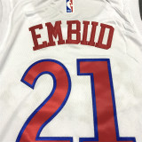 23 NBA 76ers Embiid #21 White City Edition 1:1 Quality NBA Jersey