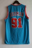 NBA Chicago Bull #91 Rodman blue mesh 1:1 Quality