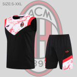 22/23 AC Milan Vest Training Suit Kit Black Red 1:1 Quality Soccer Jersey