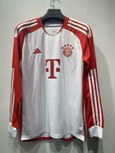 23/24 Bayern Munich Home Long Sleeve White Fans 1:1 Quality Soccer Jersey