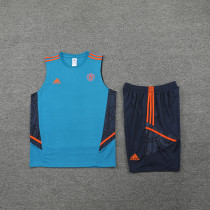 22/23 M-U Vest Training Suit Kit Blue 1:1 Quality Training Jersey