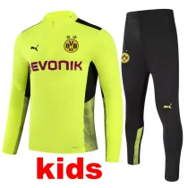 21/22 Dortmund Fluorescent green Kids Half Pull Sweater Tracksuit 1:1 Quality Soccer Jersey