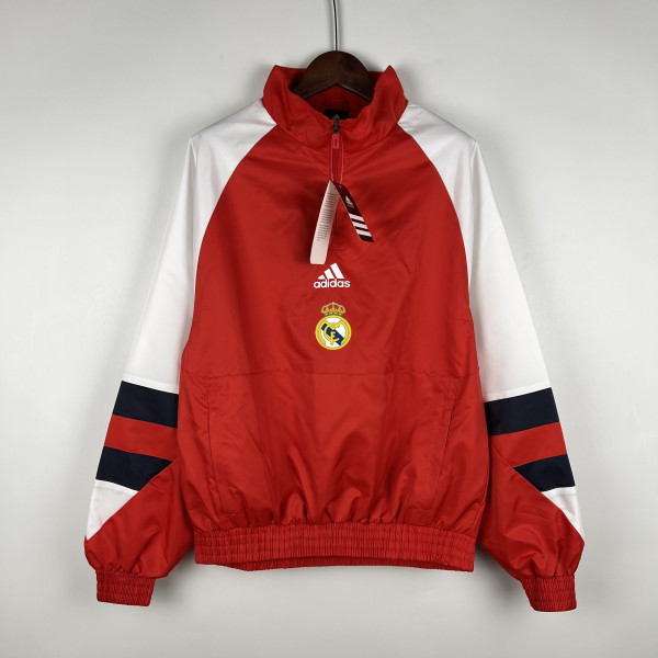 23/24 Real Madrid Red Windbreaker（袖子白色）