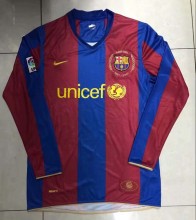 2007-2008 Barcelona Home Long sleeve 1:1 Retro Soccer Jersey