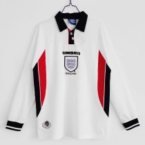 1998 England Home Long sleeve 1:1 Quality Retro Soccer Jersey