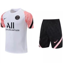 21/22 PSG Paris White Pink Training Short Suit 1:1 Quality Soccer Jersey