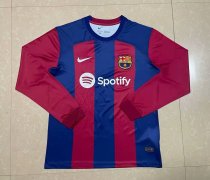 23/24 Barcelona Home Long Sleeve Final Fans 1:1 Quality Soccer Jersey