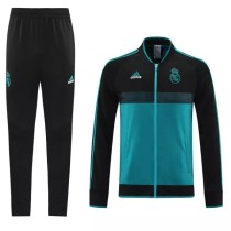 21/22 Real Madrid Black Lake Blue Jacket Tracksuit 1:1 Quality Soccer Jersey
