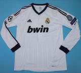 2012-2013 Retro Real Madrid Home Long Sleeve 1:1 Quality Soccer Jersey