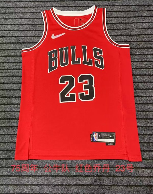 Chicago Bulls 75th Jordan #23 Red Hot Pressing 1:1 Quality Men NBA Jersey
