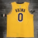 NBA Laker crew retro yellow No.0 Kuzma with chip 1:1 Quality