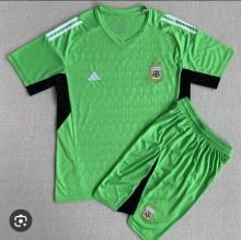 2022/23 Argentina Green Goalkeeper Kids Jersey 3-star