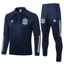 2020 Spain Blue Half Pull Sweater Tracksuit 1:1 Quality Soccer Jersey
