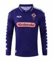 1998-1999 Fiorentina Home Fans Long Sleeve 1:1 Retro Soccer Jersey