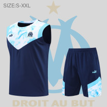 22/23 Olympique De Marseille Vest Training Suit Kit Dark Blue White 1:1 Quality Training Shirt
