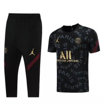 21/22 PSG Paris Jordan Black Short-sleeved Cropped trousers suit 1:1 Quality Soccer Jersey
