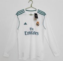 2017/2018 Real Madrid Home Long Sleeve Fans 1:1 Retro Soccer Jersey