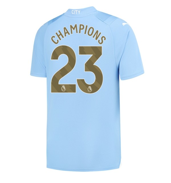23/24 Manchester City Home Fans 1:1 Quality Soccer Jersey With CHAMPIONS#23 Printing