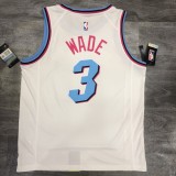 NBA Heat crew crew neck white No. 3 Wade with chip 1:1 Quality