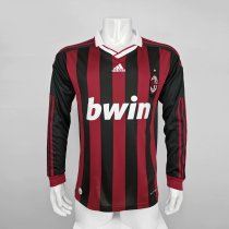 2009-2010 AC Home Long Sleeve 1:1 Quality Retro Soccer Jersey