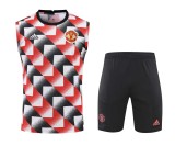21/22 Manchester United Vest Training Suit Kit Black And White Plaid 1:1 Quality Training Jersey
