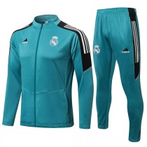 21/22 Real Madrid Lake Blue Jacket Tracksuit 1:1 Quality Soccer Jersey