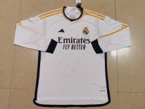 23/24 Real Madrid Home Long Sleeve Fans 1:1 Quality Soccer Jersey