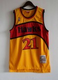 NBA Hawks #21 Dominic Wilkins yellow mesh fan shirt 1:1 Quality